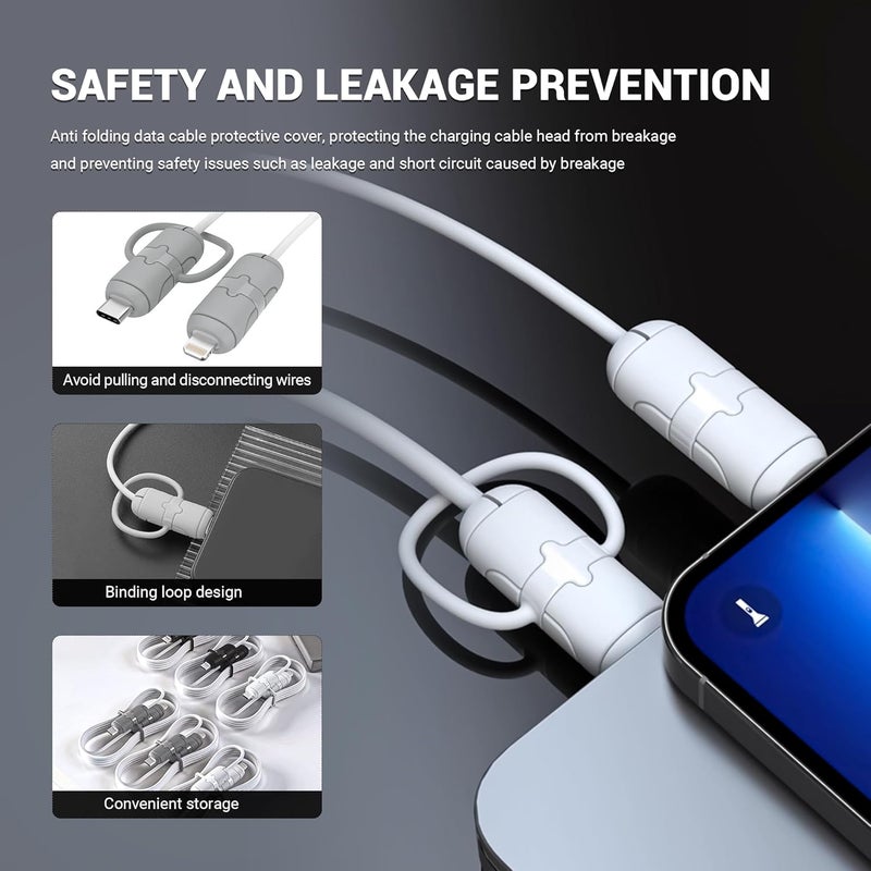 YIMATEECO Charger Cable Protectors, 6Pcs 2 in 1 Double-End Silicone Charger Cable Saver Compatible with Android iPhone Cables with USB-C Type-C, Storage Anti-Break Cord Protective Cover (3 Sets) - Image 5